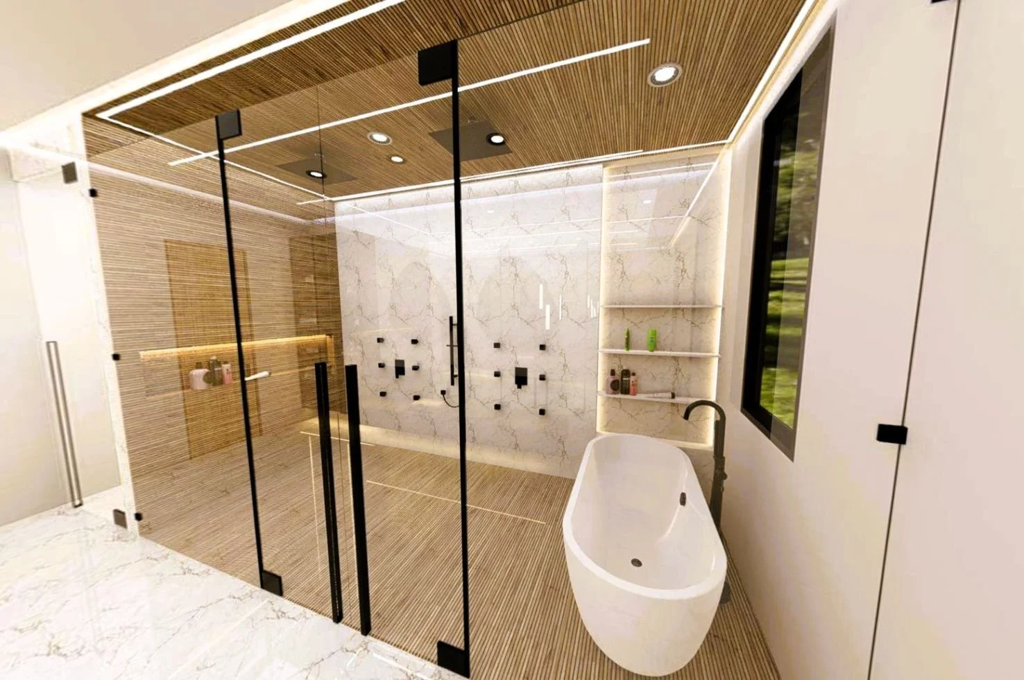 Wet Room with Dual Shower & Soaking Tub