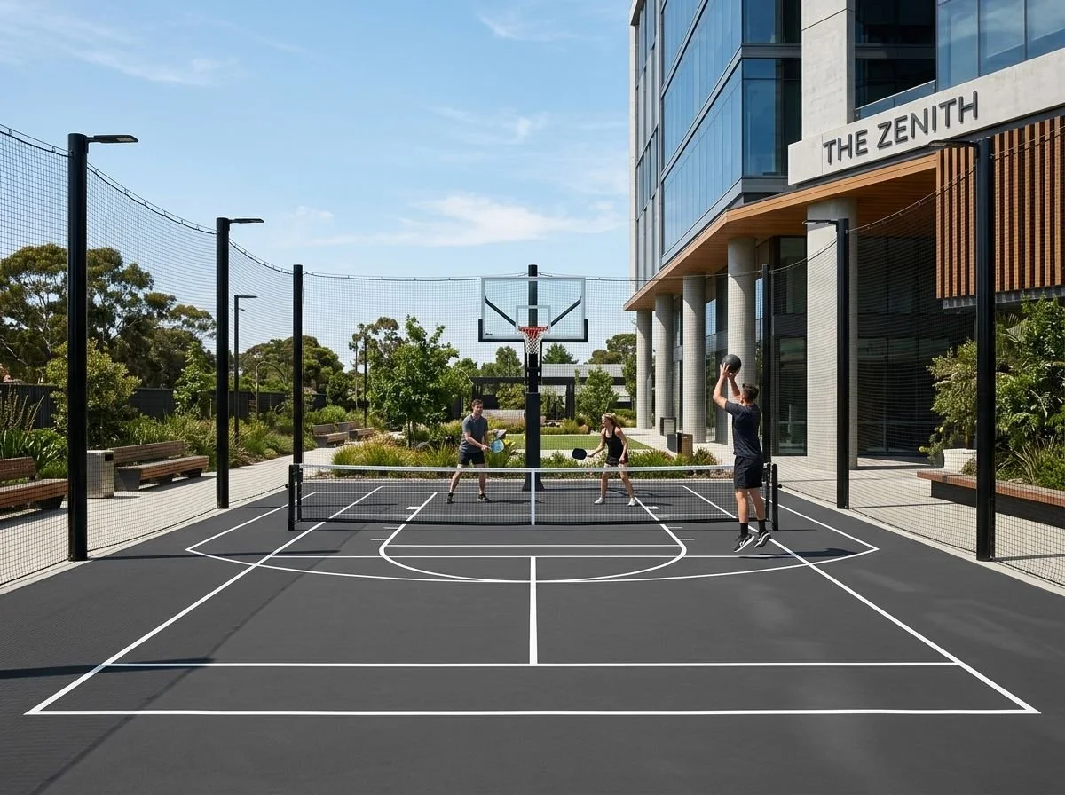 Integrated Basketball Half-Court & Pickleball Zone