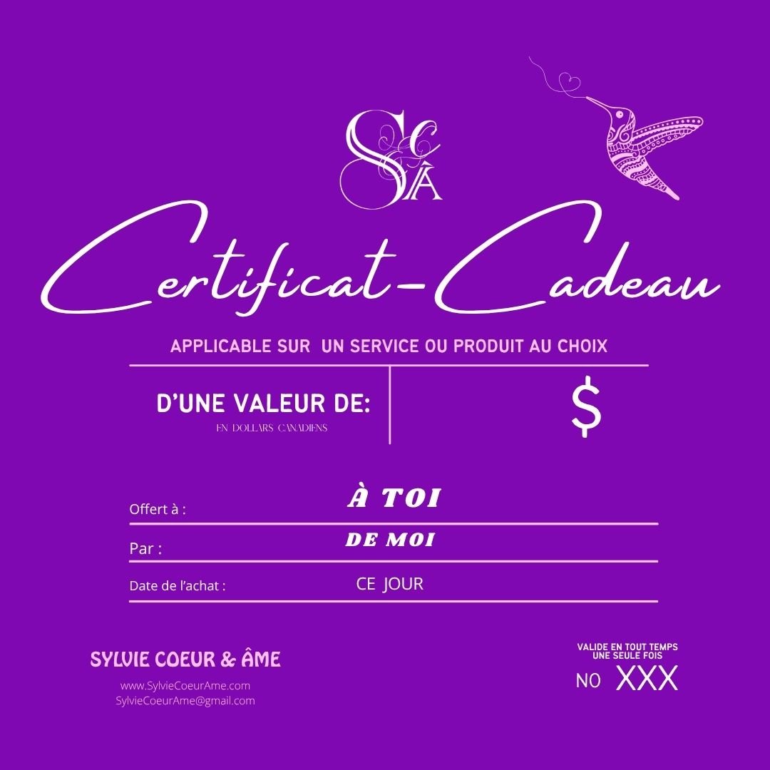 Certifiat-cadeau - Sylvie Coeur Âme