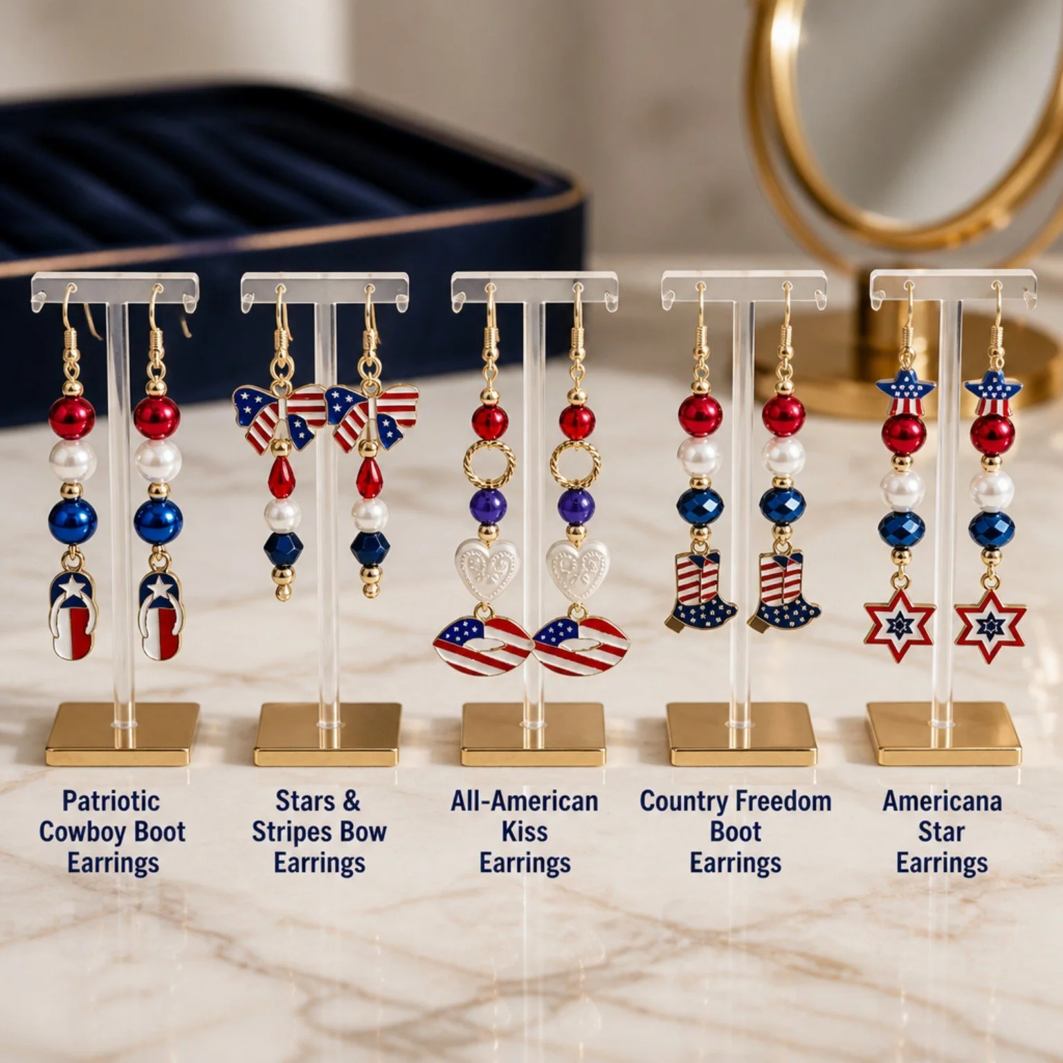 Americana Charm Collection – Handcrafted Patriotic Earrings