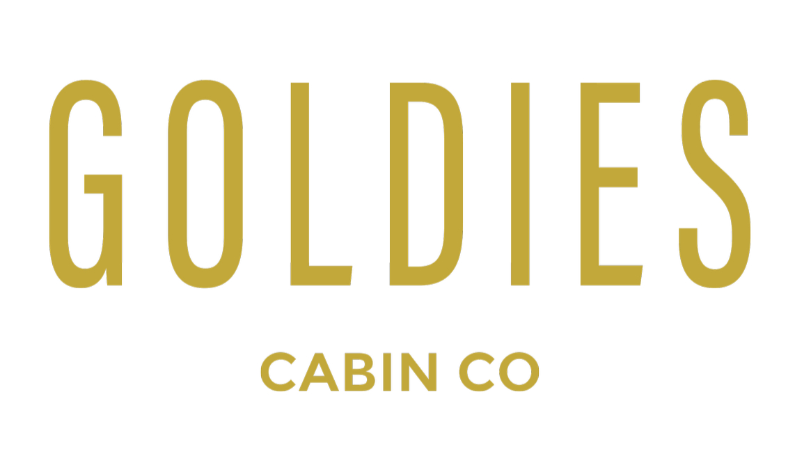 Logo that reads 'GOLDIES CABIN CO' in gold-colored letters.