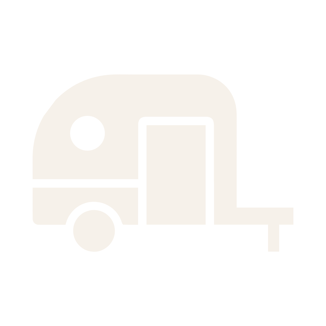 Icon of a travel trailer or camper with a wheel, door, and window