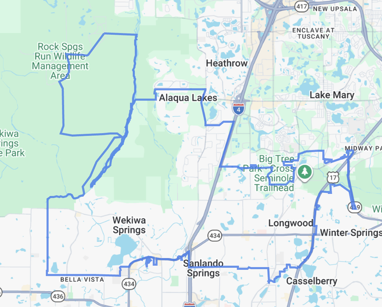 Longwood city boundary map