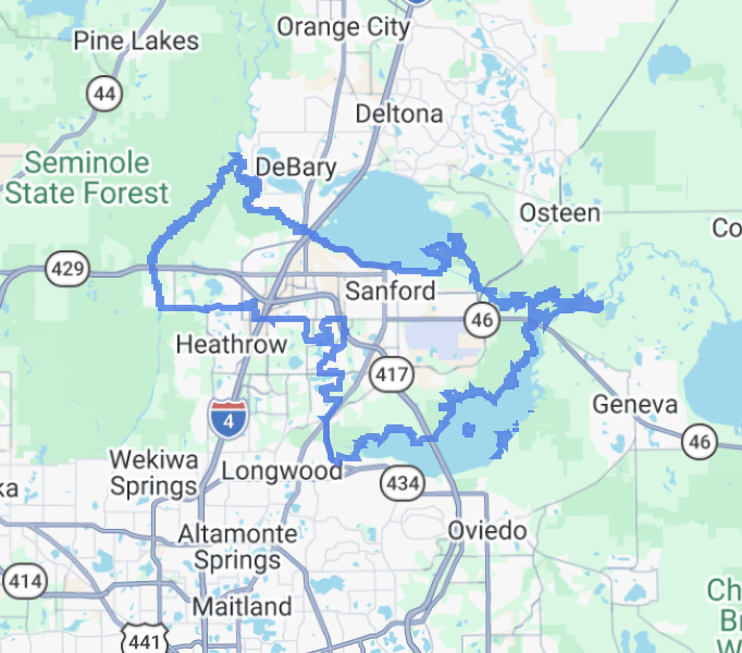 Sanford city boundary map