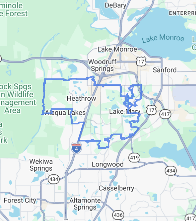 Lake Mary city boundary map