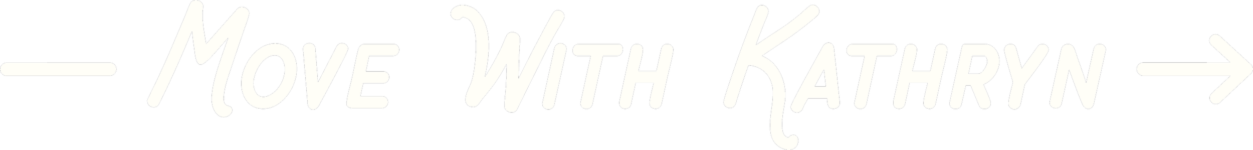 Sign with the text 'Move with Katharyn' and an arrow pointing to the right.