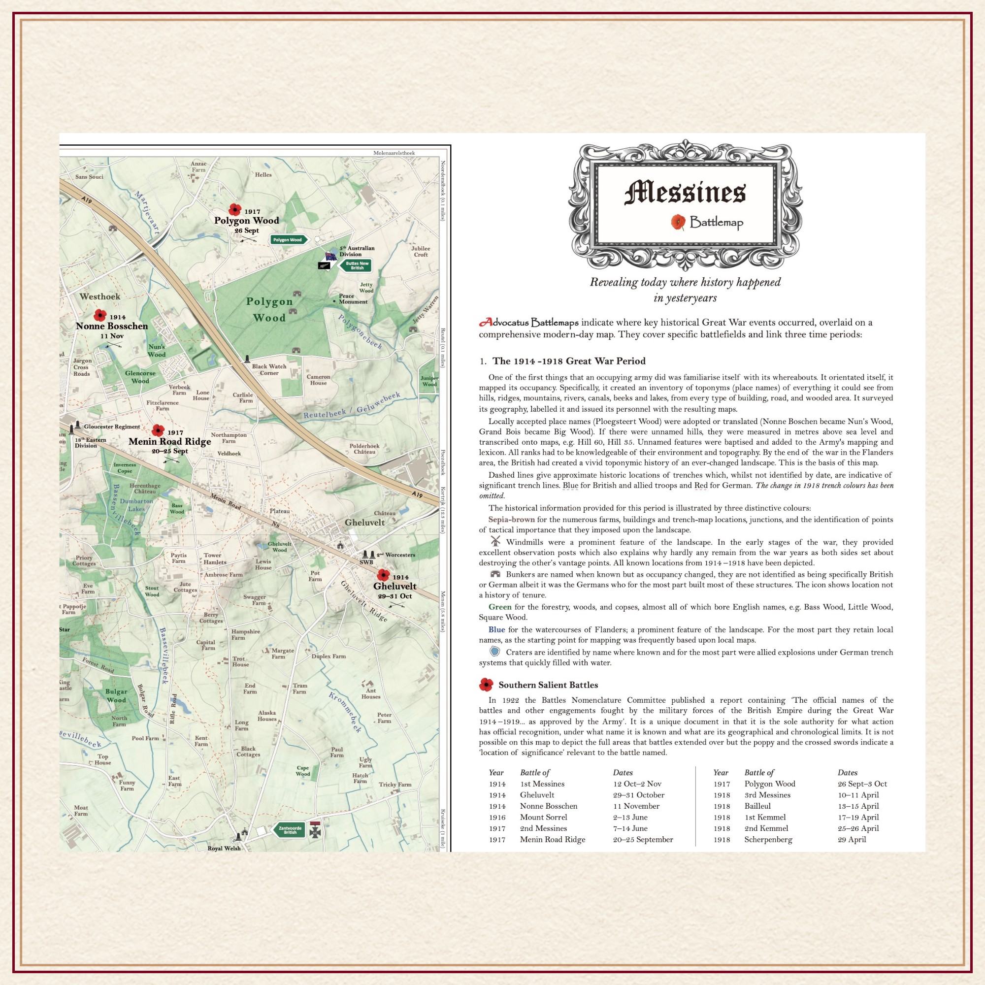 Great War battlemap Messines Kemmel Gheluvelt overlaid modern navigable map by Advocatus Publishing