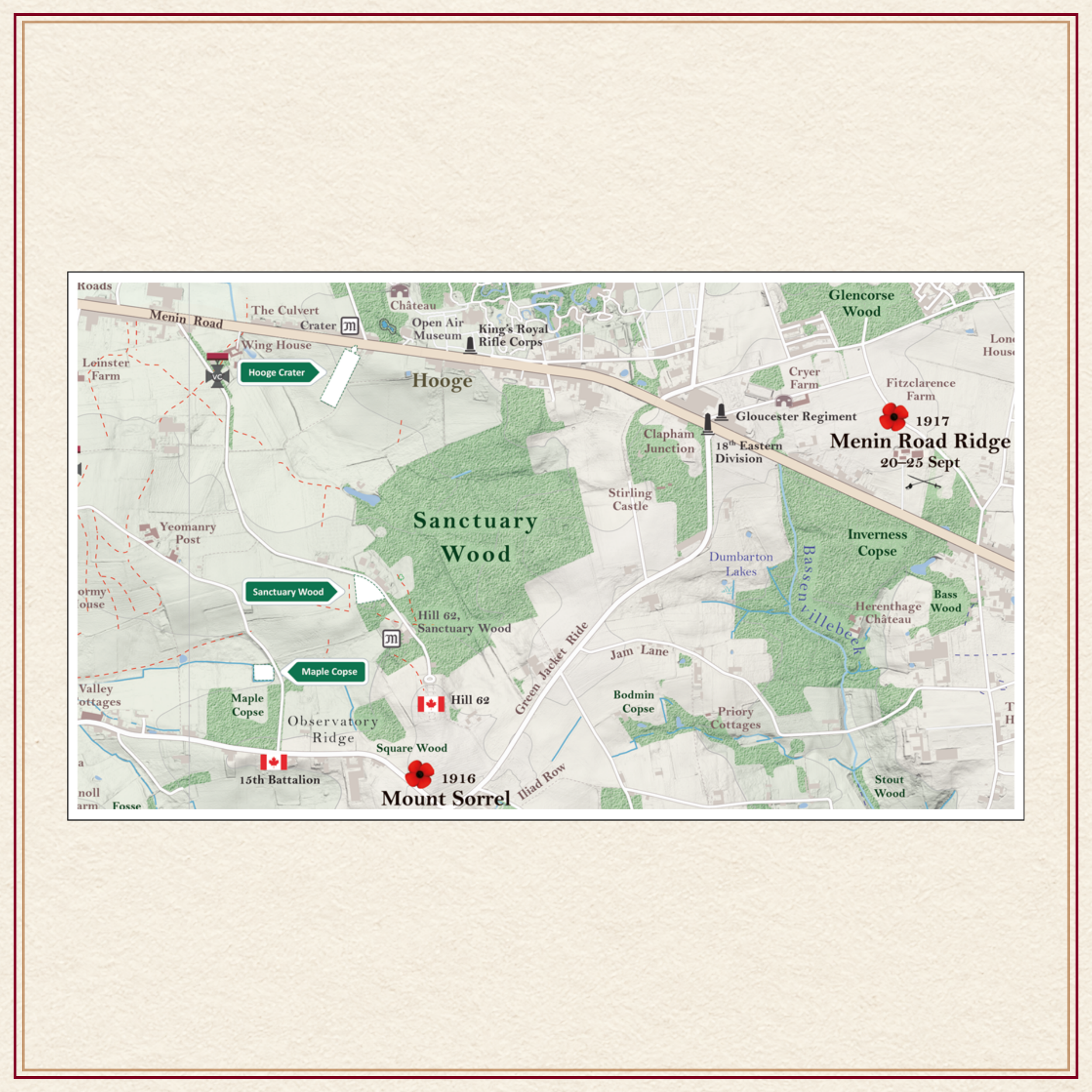 Advocatus Historic Overlay and Modern Navigable Road Map Ypres Passchendaele Langemarck