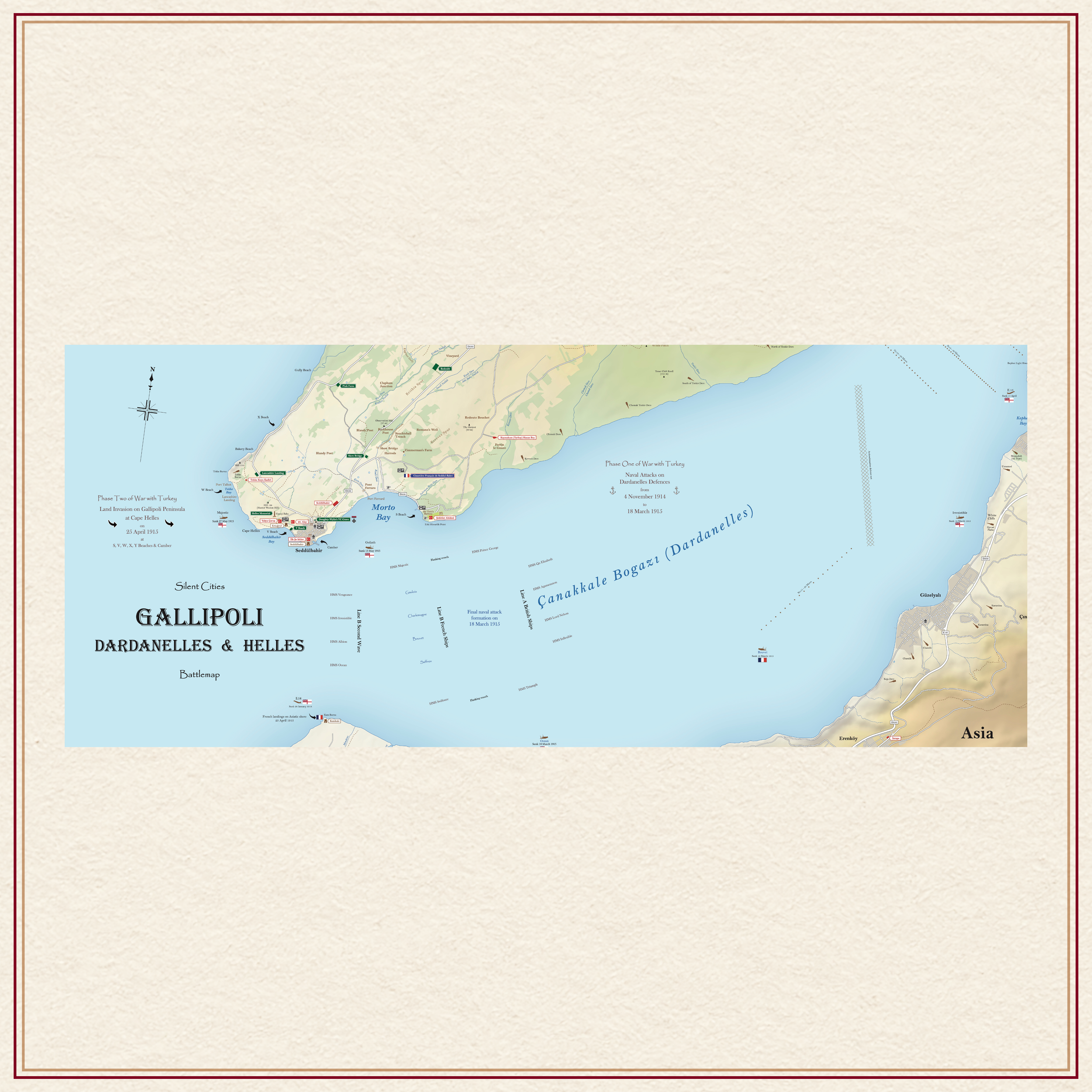 Commonwealth War Graves and Turkish Memorials Helles Map