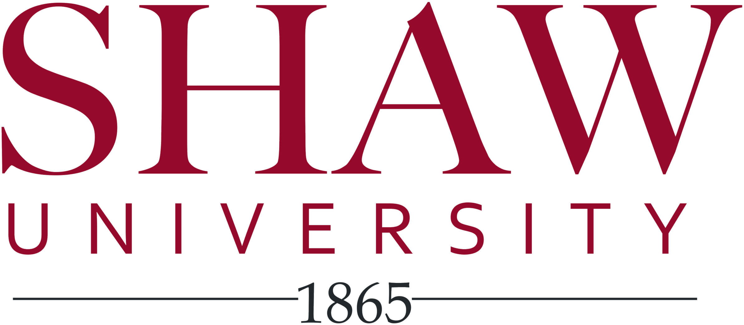 Shaw University logo with name and establishment year 1865 in maroon and black text.