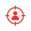 Red target icon with a person silhouette in the center