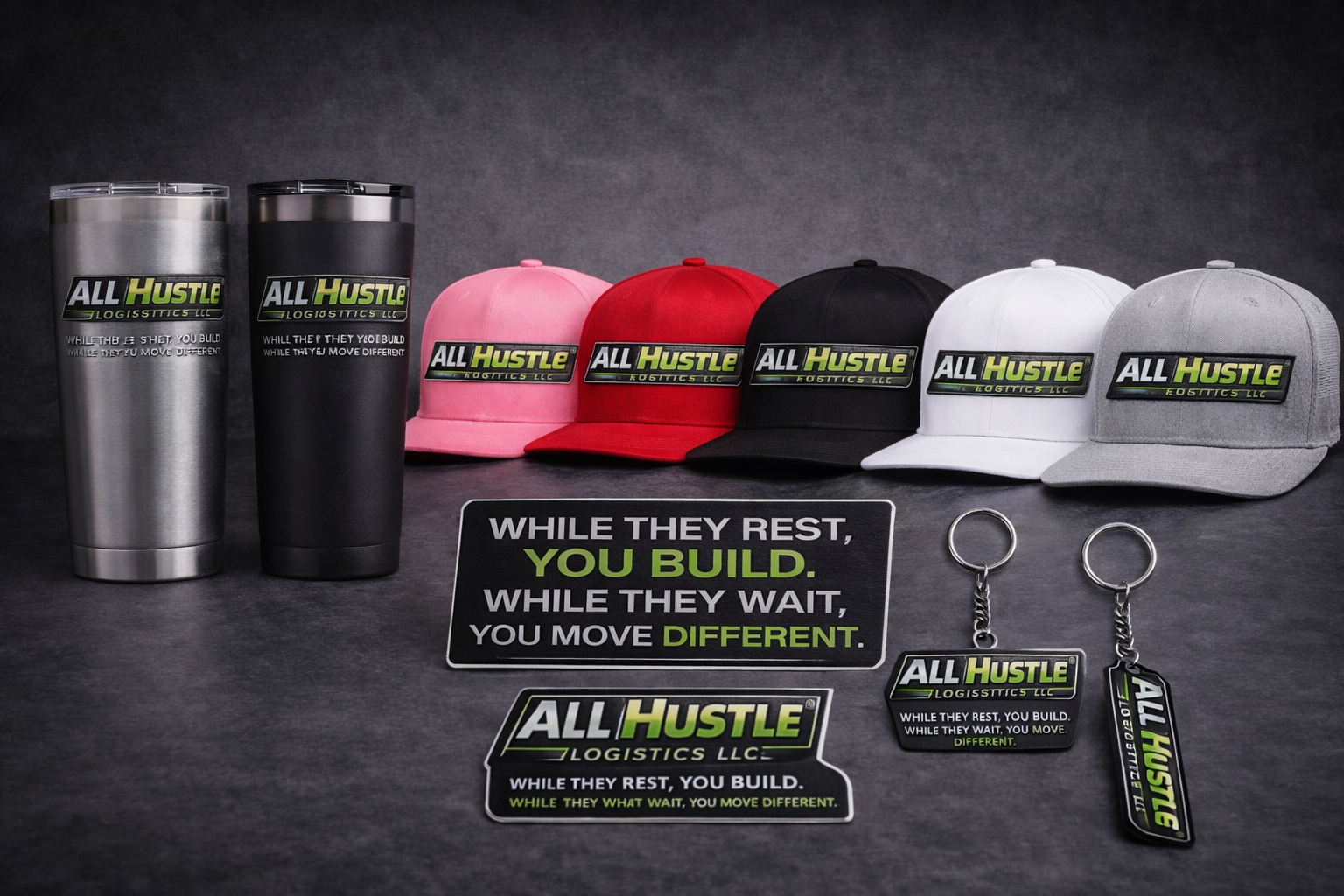 All Hustle apparel merchandise (Demo) Coming soon!