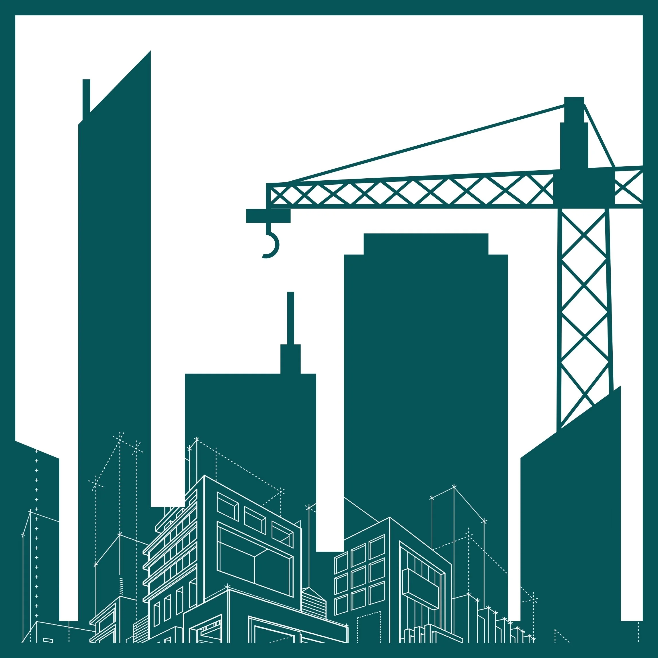 home building process with active job site