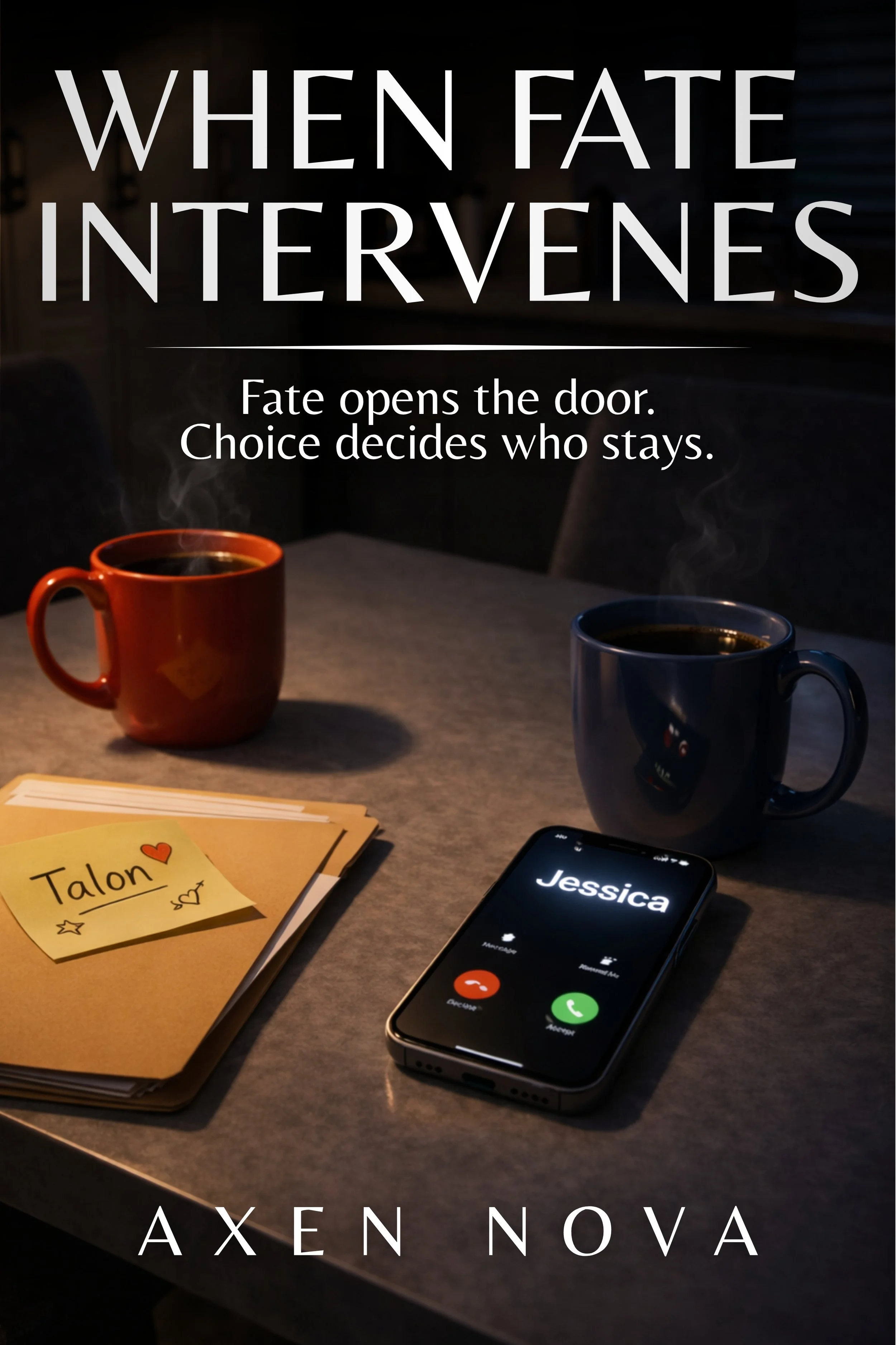 When Fate Intervenes book cover by Axen Nova, contemporary romance novel about love, choice, and consequence