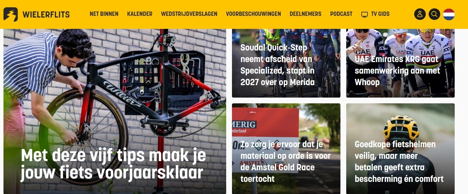 Screenshot Wielerflits.nl - Materiaalzone