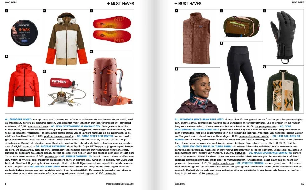 WintersportGids Gear Guide with a selection of Must Have Products 