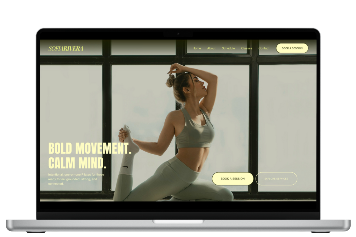 Homepage Hero Section (Desktop) — Bold positioning with a calm, booking-first hero experience.