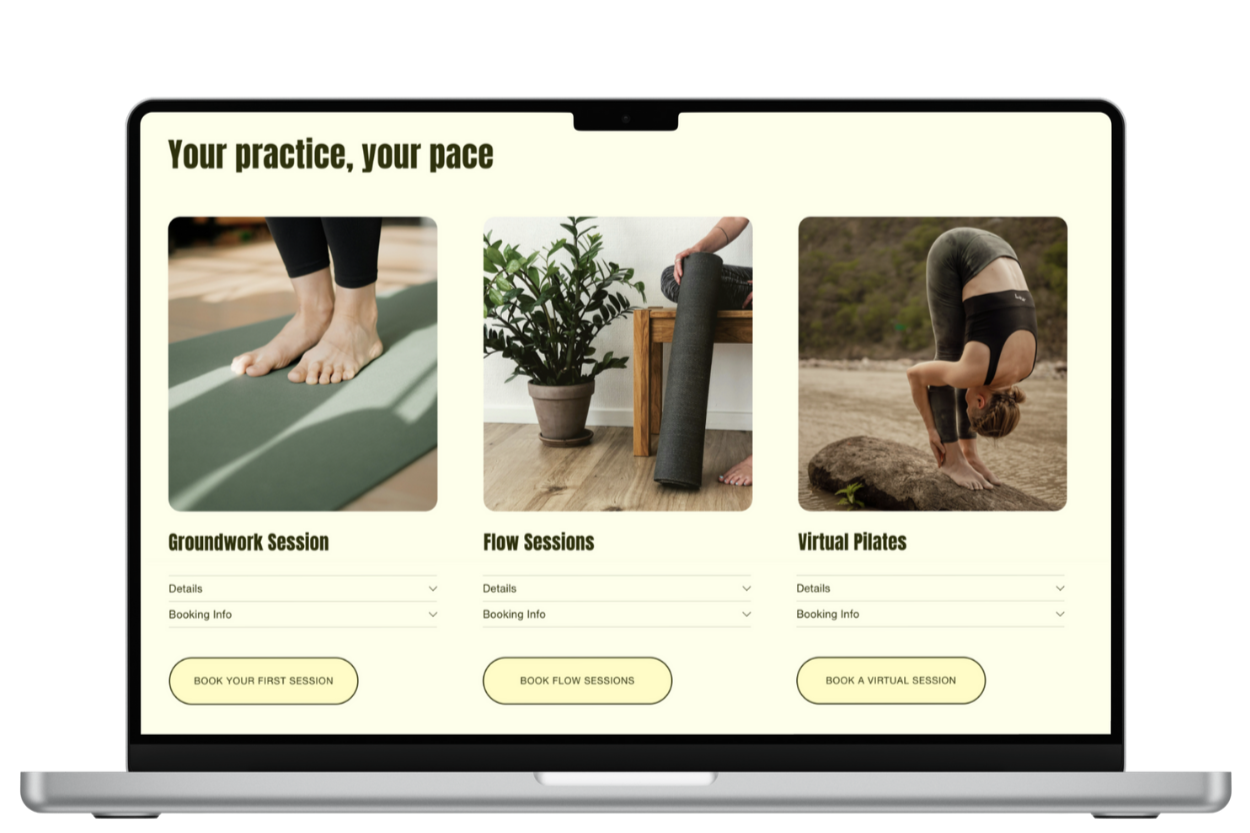 Types of Classes Offered — Clear breakdown of sessions with descriptions to guide choice.
