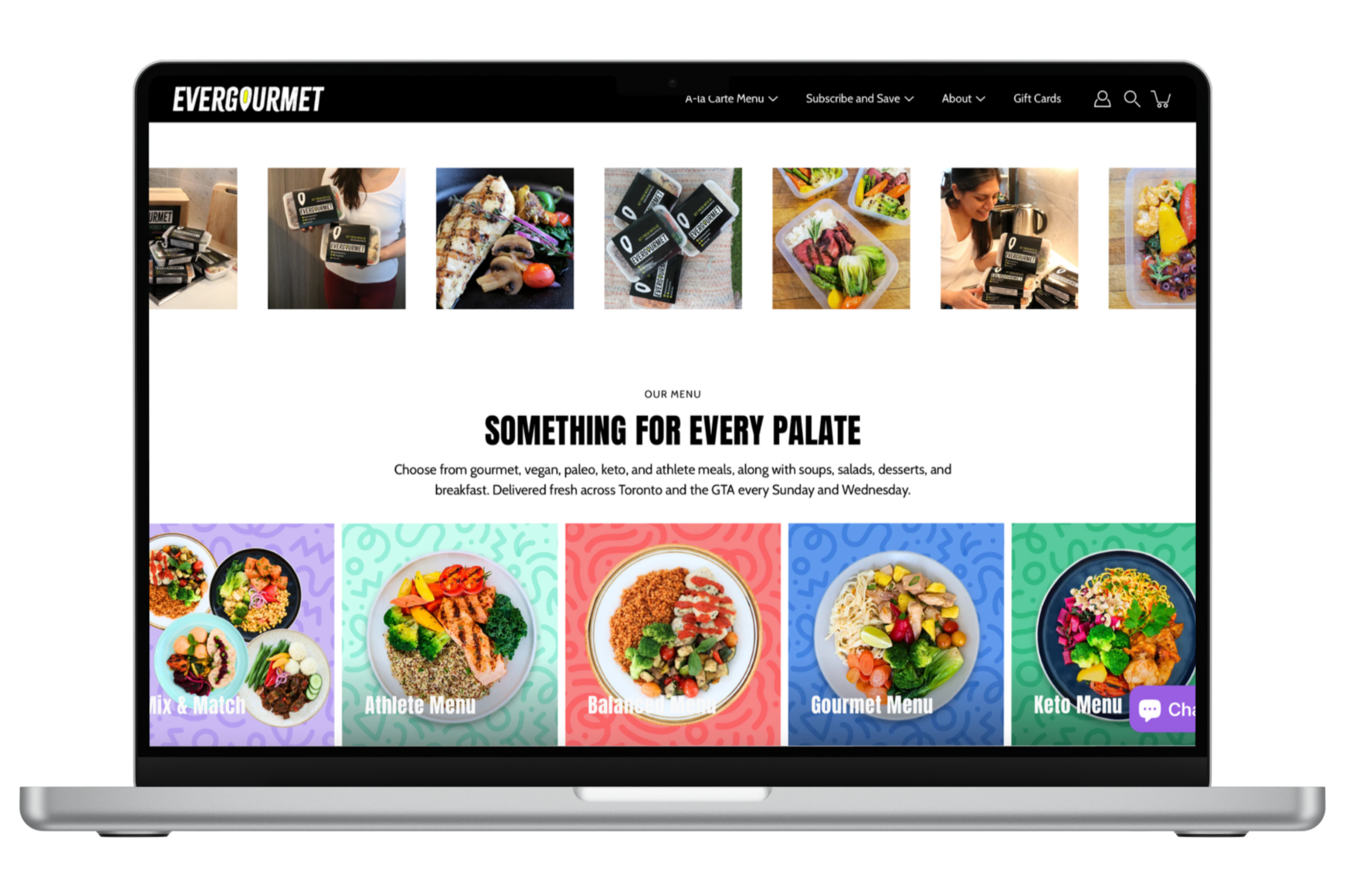 UGC & Menu (Desktop) — Introduced real customer visuals alongside menu previews to build trust and make the offering feel tangible.