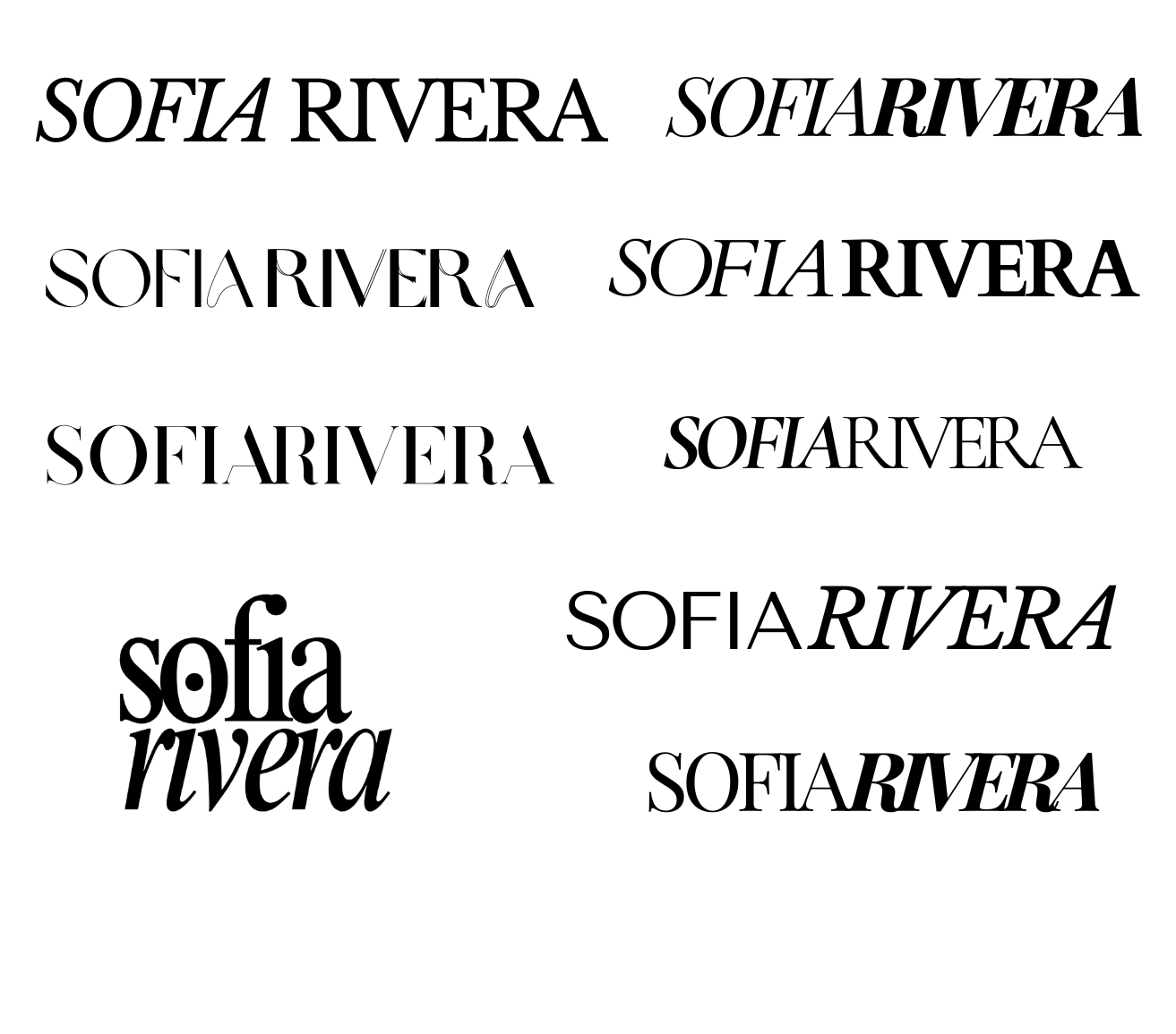 Sofia Rivera Pilates logo exploration concepts and brand identity development
