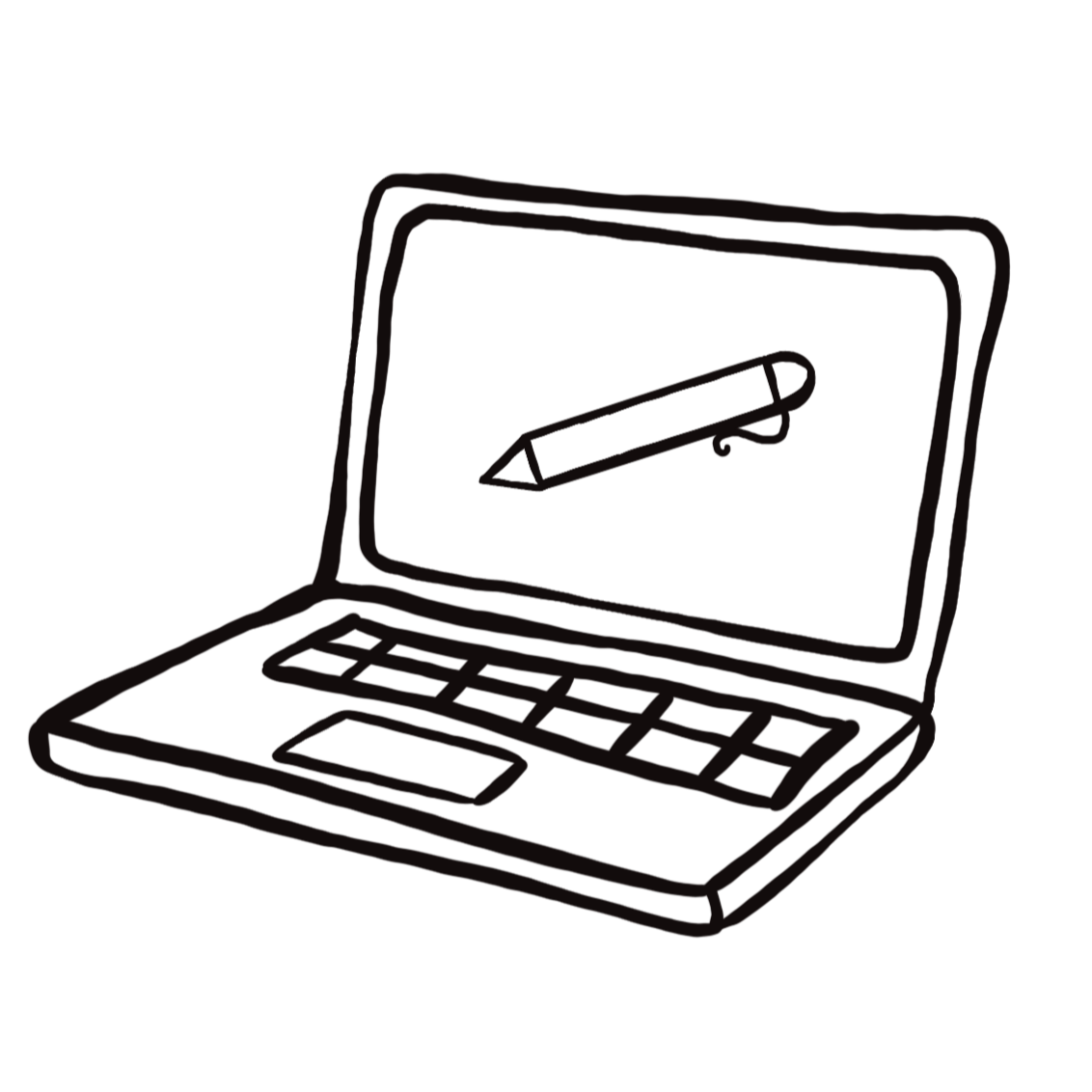 Website refresh illustration with laptop and pen representing redesign and content updates