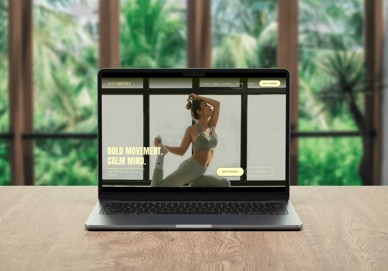 Website design for creative entrepreneur brand displayed on laptop mockup