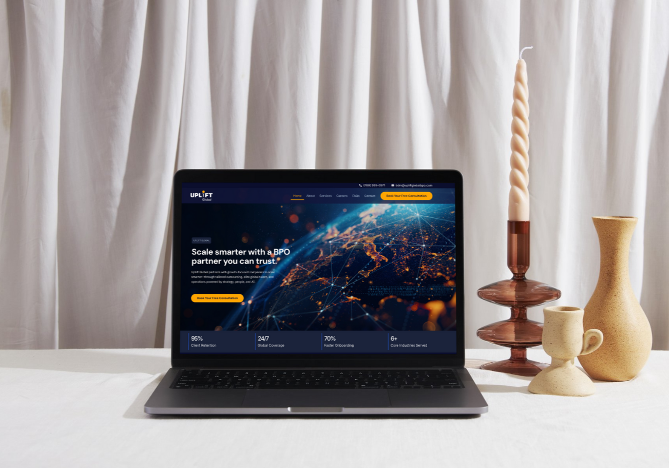 Website design for service-based business displayed on laptop mockup