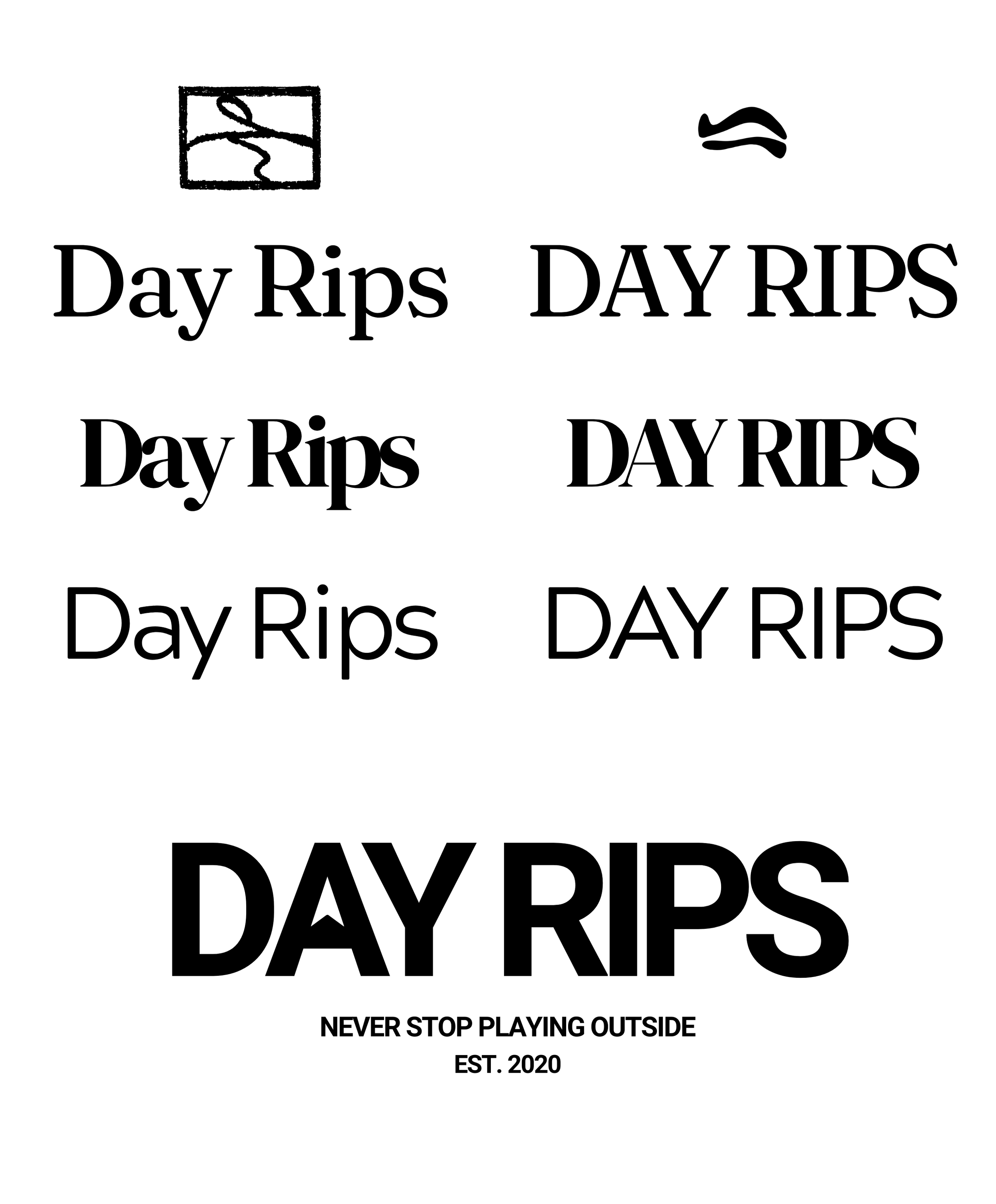 Day Rips logo exploration concepts and brand identity development