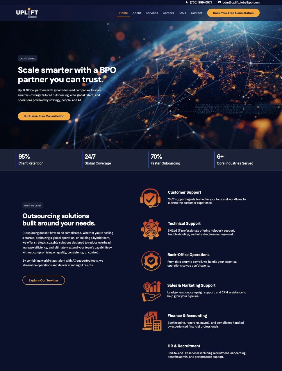 Uplift Global website after redesign with improved layout and user experience