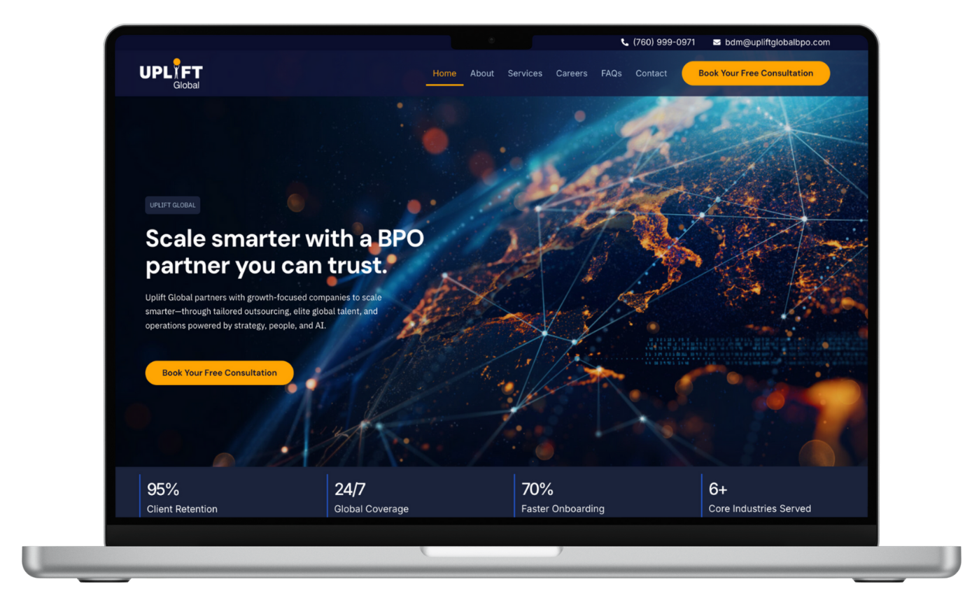 Homepage Hero Section (Desktop) — Homepage hero showcasing new branding and bold layout.