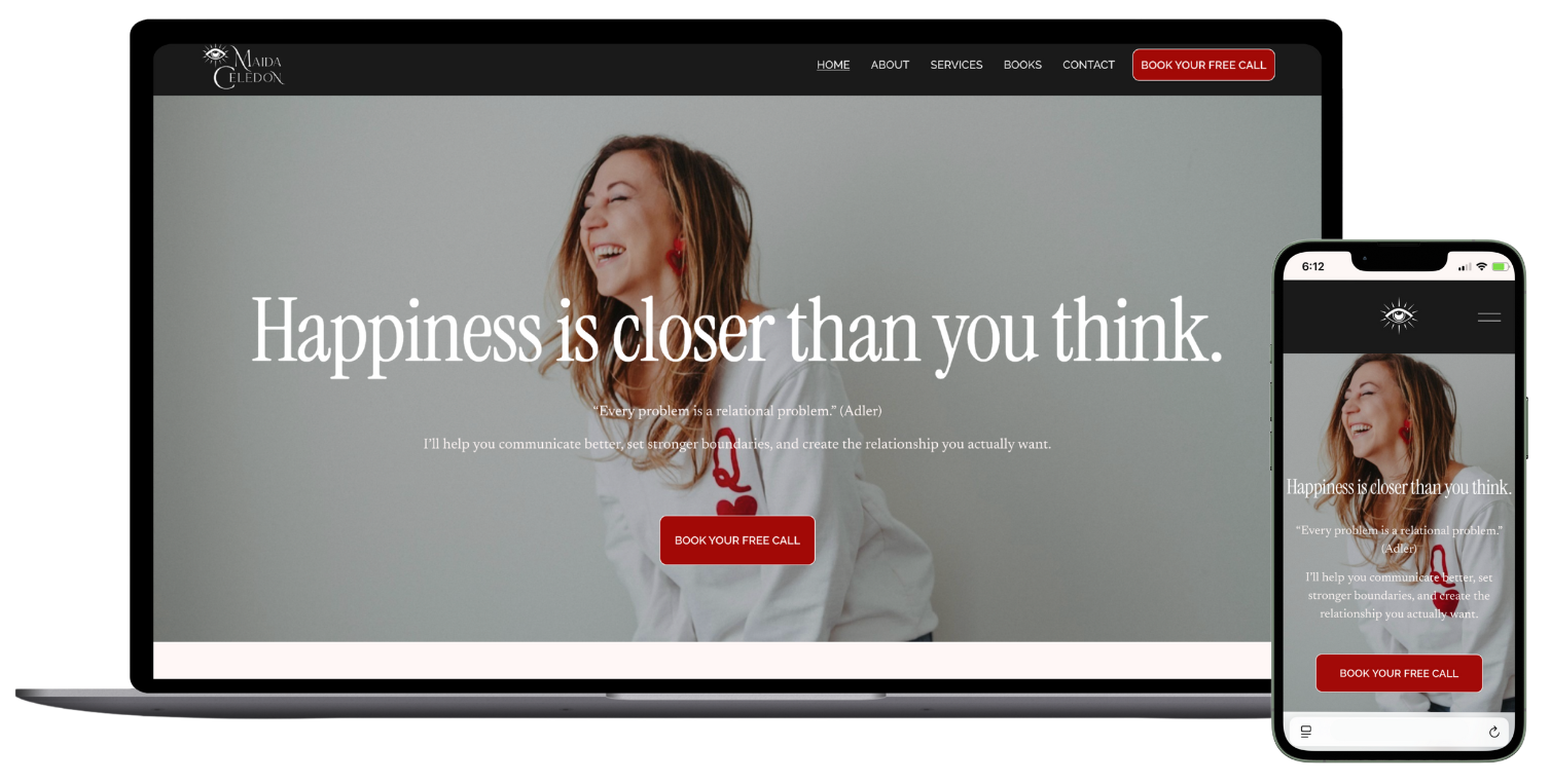 Maida website design displayed on desktop and mobile mockups