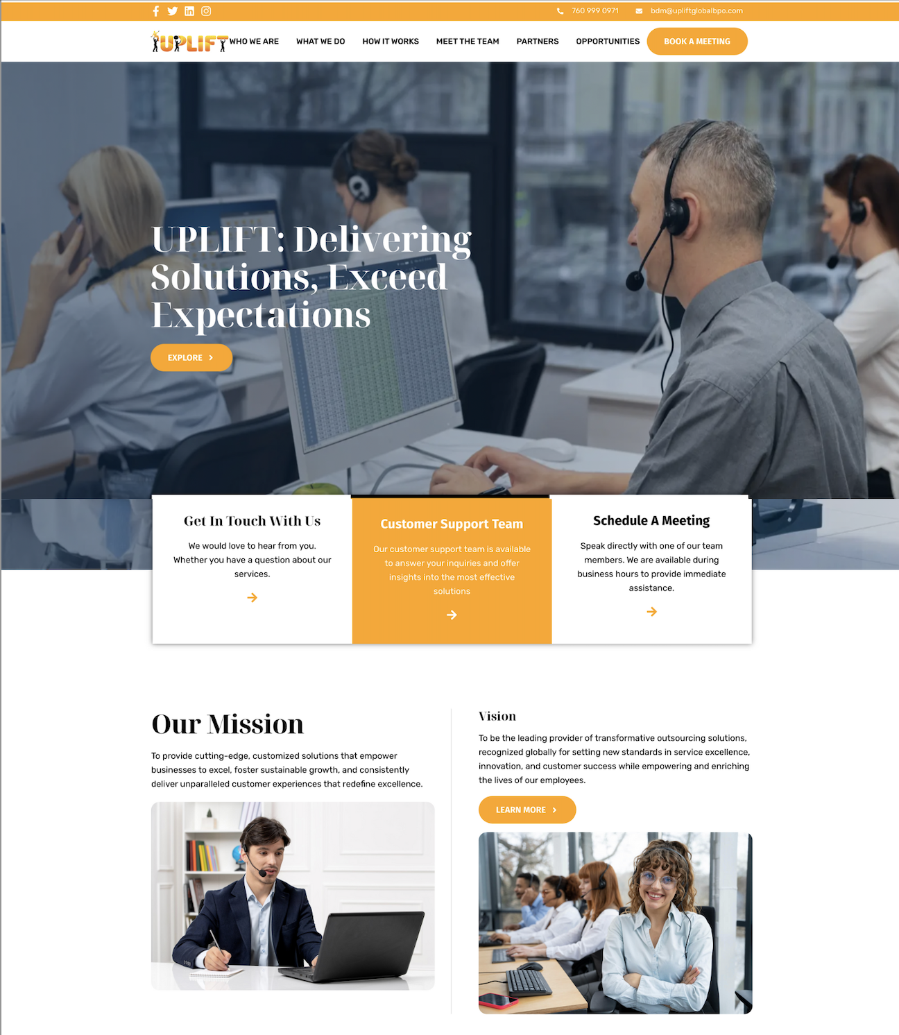 Uplift Global website before redesign showing previous layout and structure