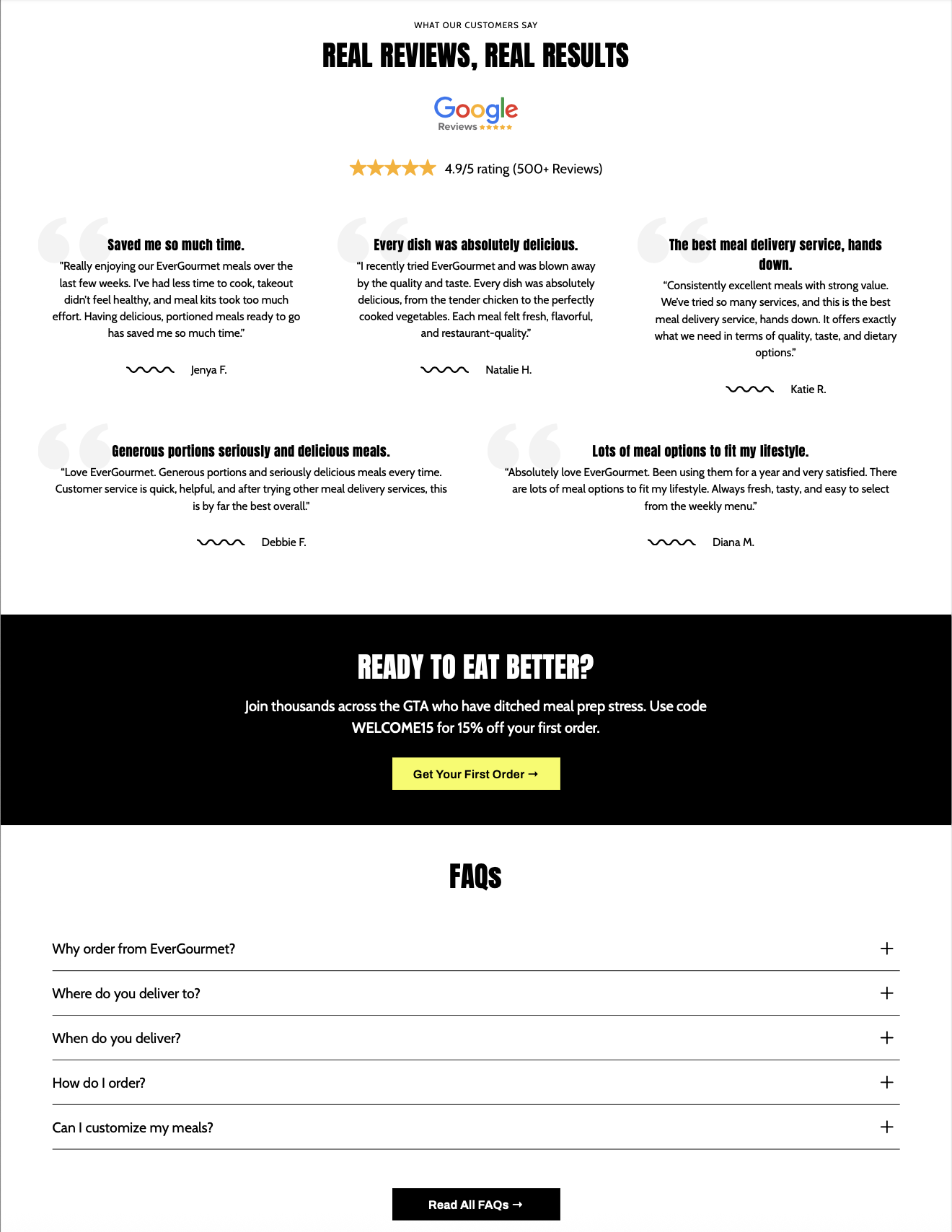 Evergourmet website after redesign with optimized navigation and modern interface