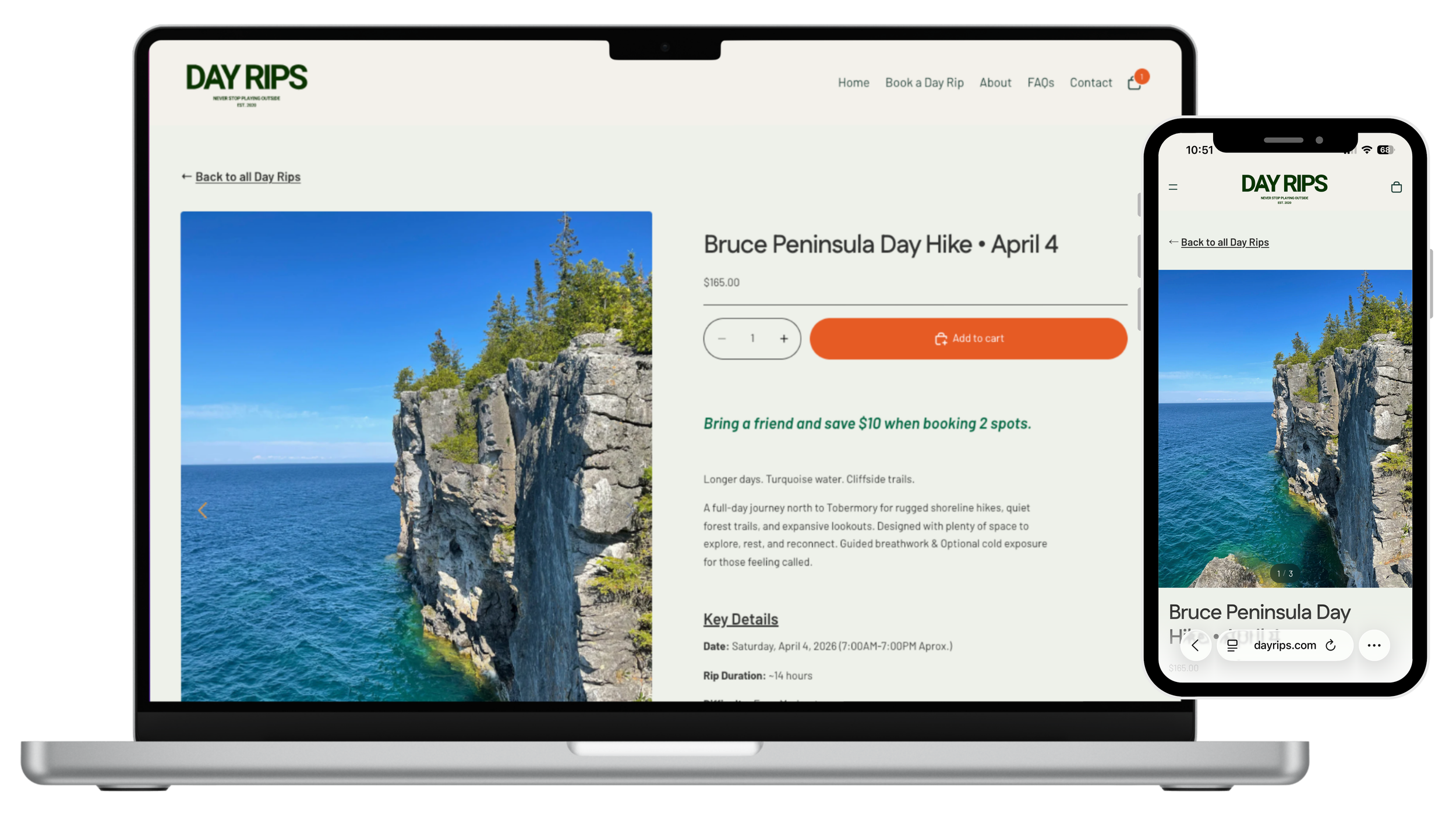 Trip Booking Page — A conversion-focused layout structured to showcase each experience, highlight key details, and guide users confidently through the booking process.