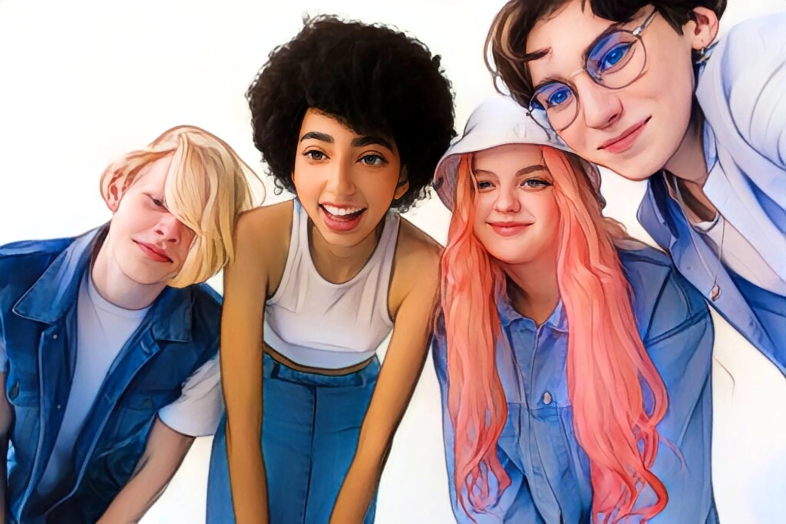 group of smiling teens