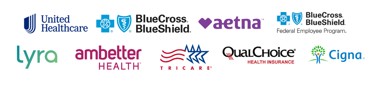 Accepted insurance providers include Blue Cross Blue Shield, Federal Blue Cross Blue Shield, United Healthcare/UMR, Lyra, Ambetter, QualChoice, Cigna (Evernorth), Tricare West, and Aetna.