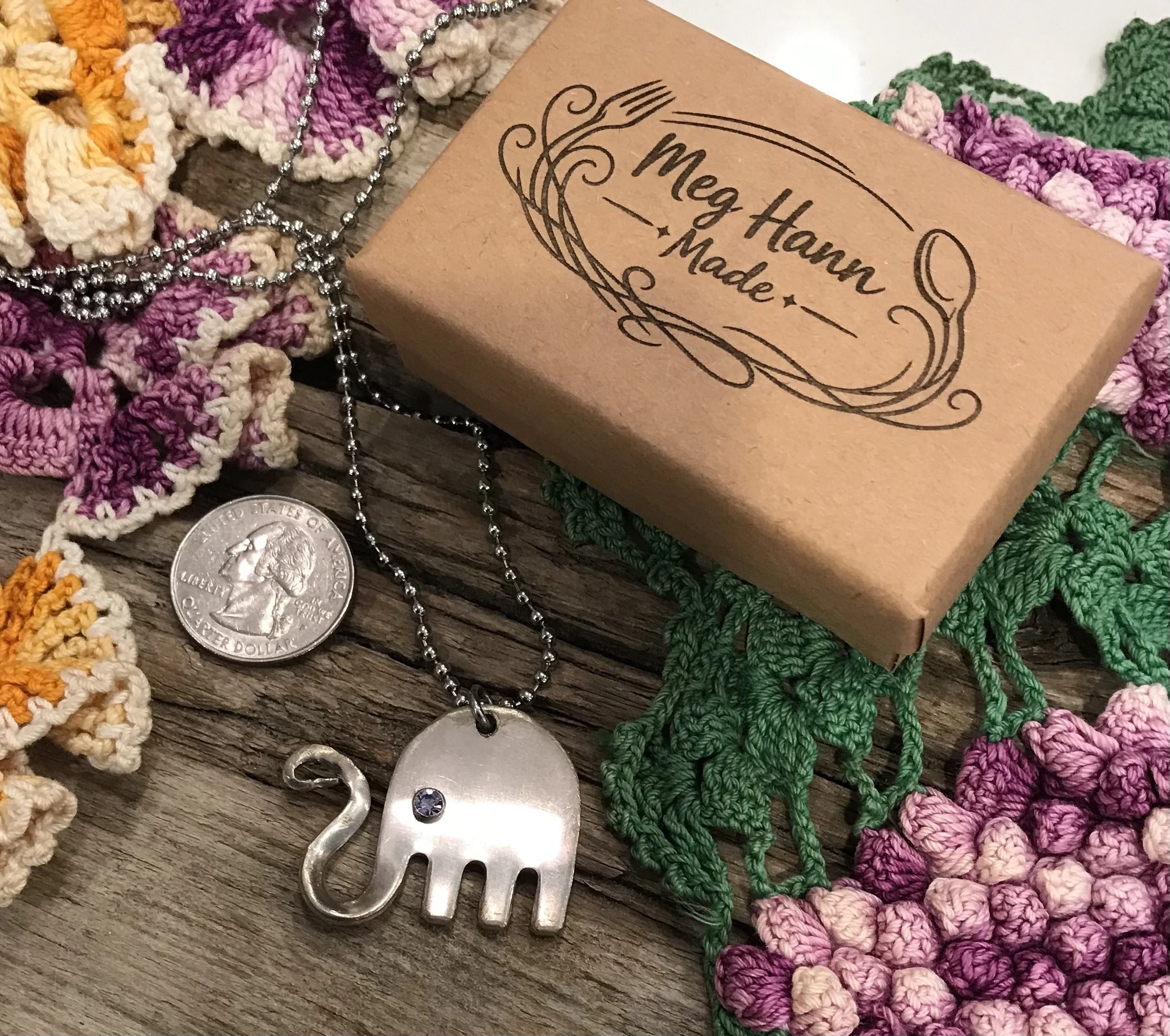 Single Elephant Necklace with Lavender Gemstone