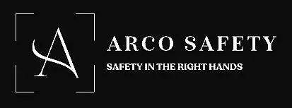 Logo for Arco Safety with the slogan 'Safety in the right hands'.