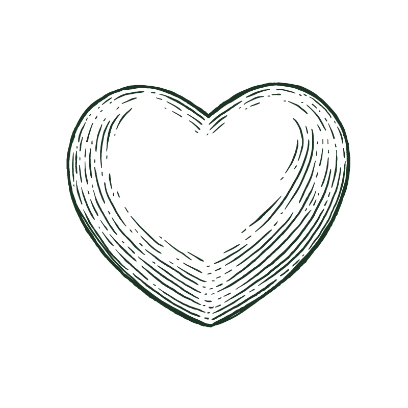 A line drawing of a heart with multiple parallel lines creating a 3D effect.