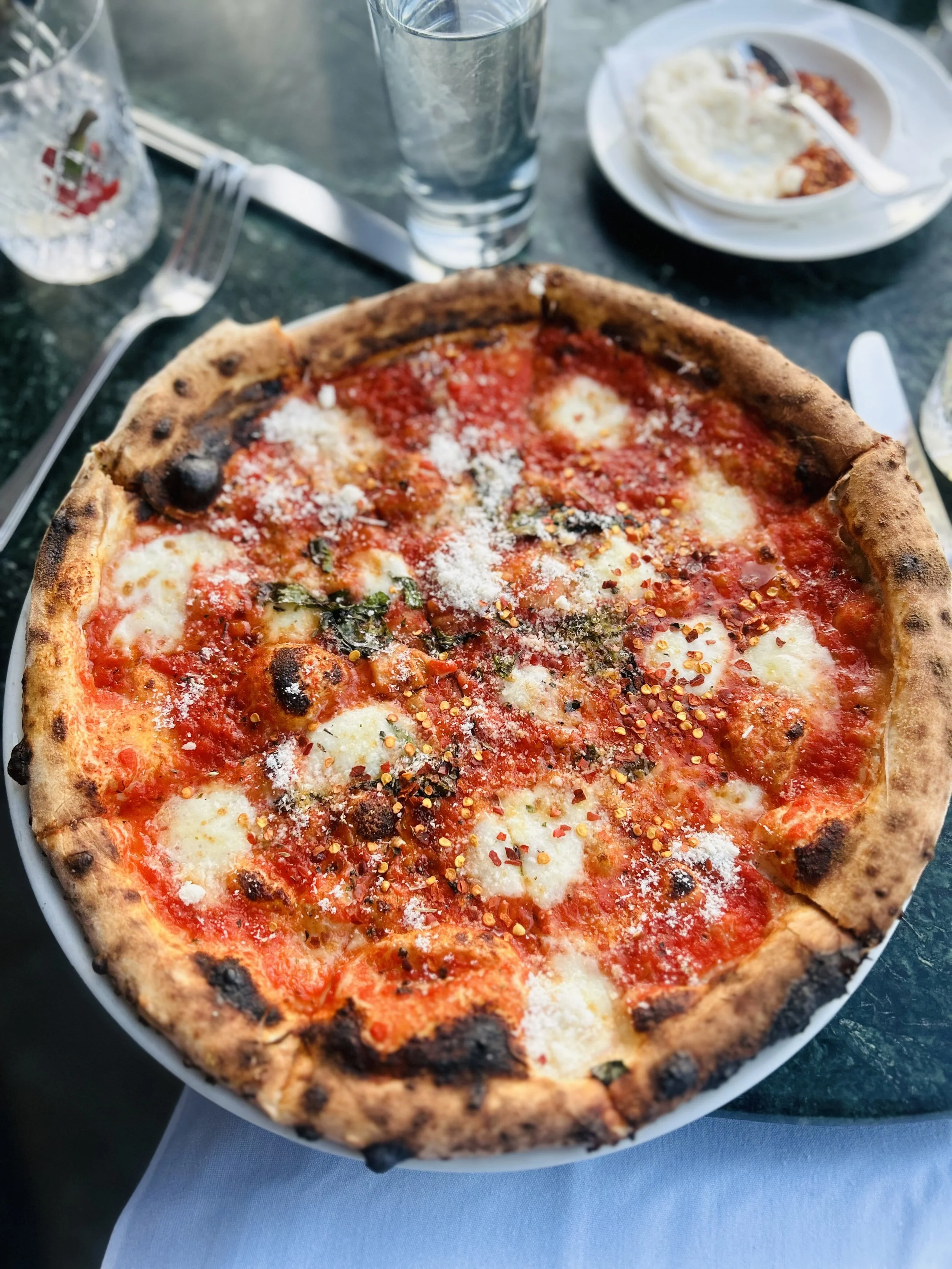 Pizza at Ceconi's in DUMBO (Brooklyn, NY, August 2025).