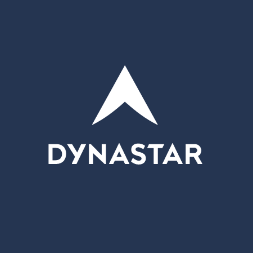 Dynastar logo with a stylized mountain arrow symbol above the brand name on a dark background.