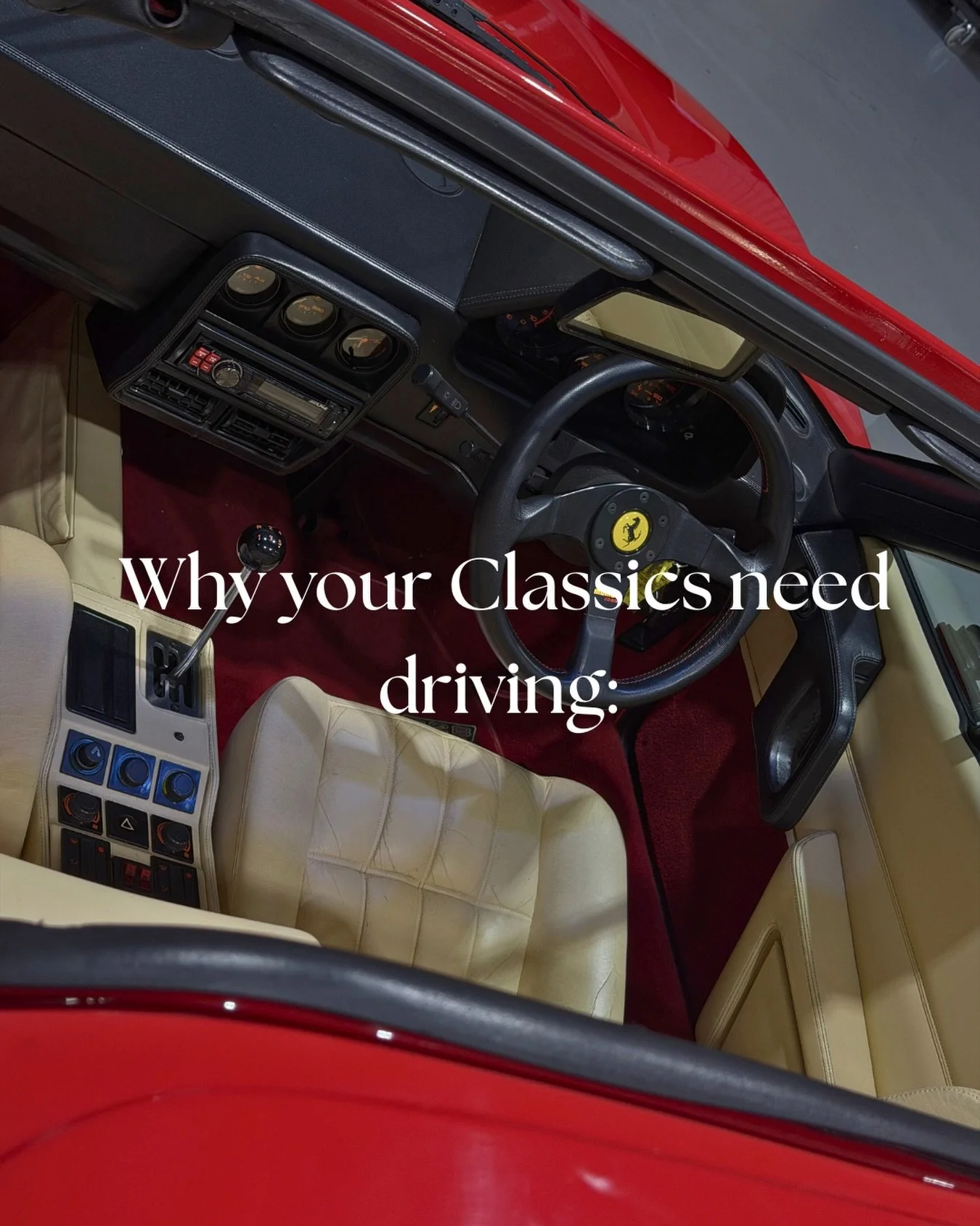 Why does your Ferrari need driving? 🏎️

A Ferrari was built to be driven, not just admired in the garage.

Regular use helps keep everything moving as it should, from the engine and gearbox to the brakes, seals and suspension. And, perhaps most impo