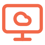 Computer monitor icon with a speech bubble inside