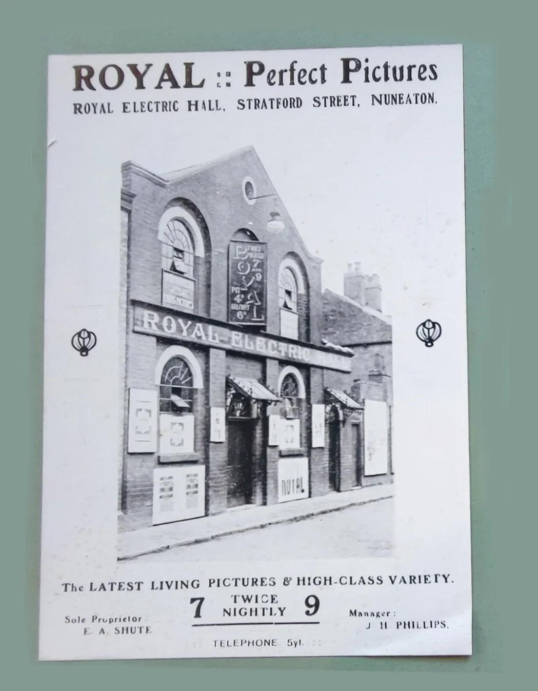The Royal Electric Hall (a.k.a. The Royal Picture House) which stood in Stratford Street. It was opened in 1910 on the August Bank Holiday and closed in 1939 having been taken over by the War Ministry. It never reopened and was demolished in the 1980