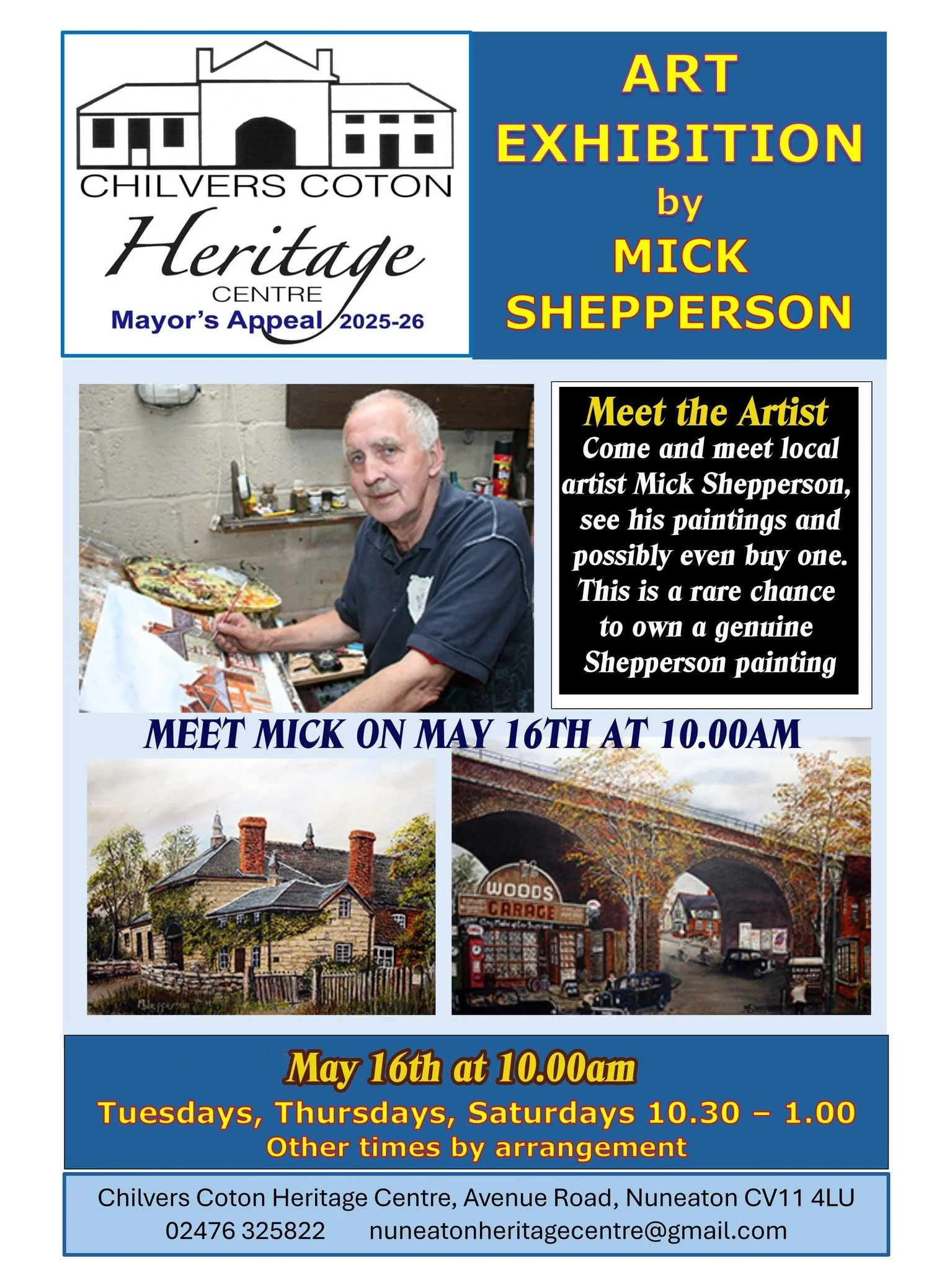 Mick Shepperson Art Exhibition poster May 2026