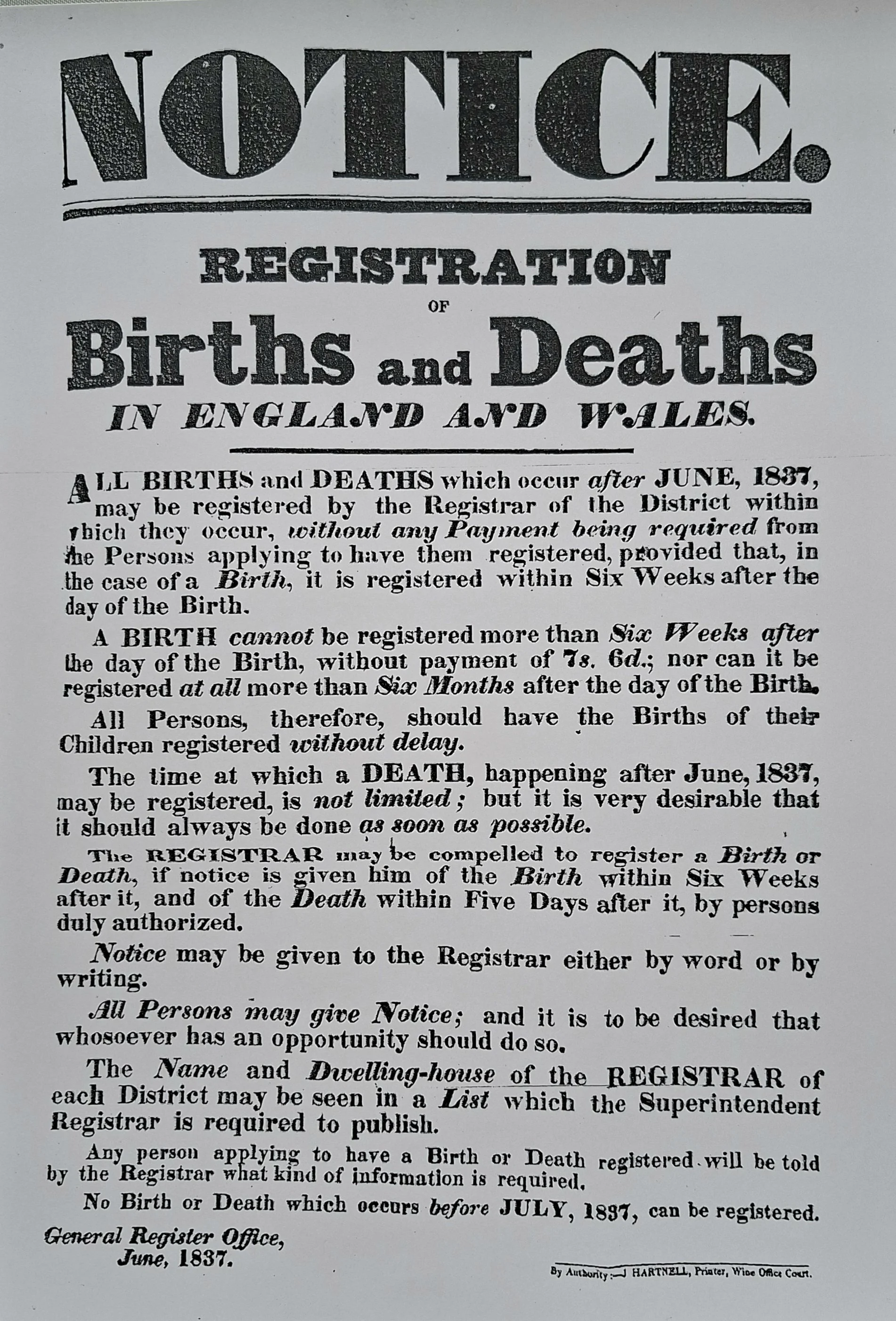 births and deaths record