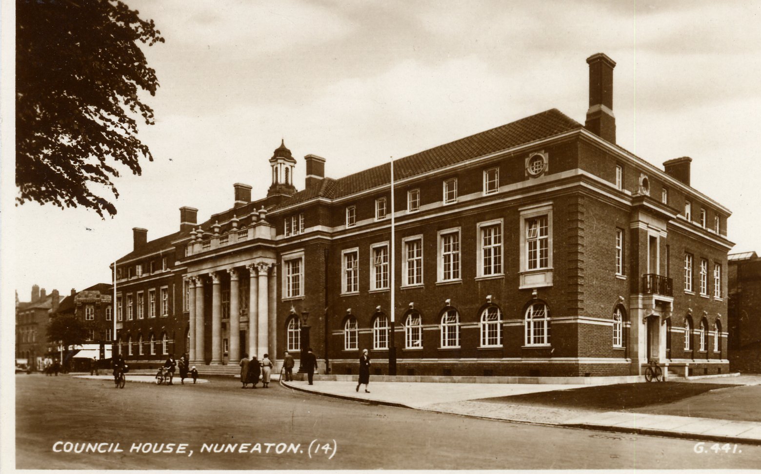The Town Hall, originally called the Council House. The postcard is 1950's and shows quite clearly the original 'footprint' of the town hall before the in-fill that removed the small layby (for use only by the Mayor and visiting dignitaries). Note th