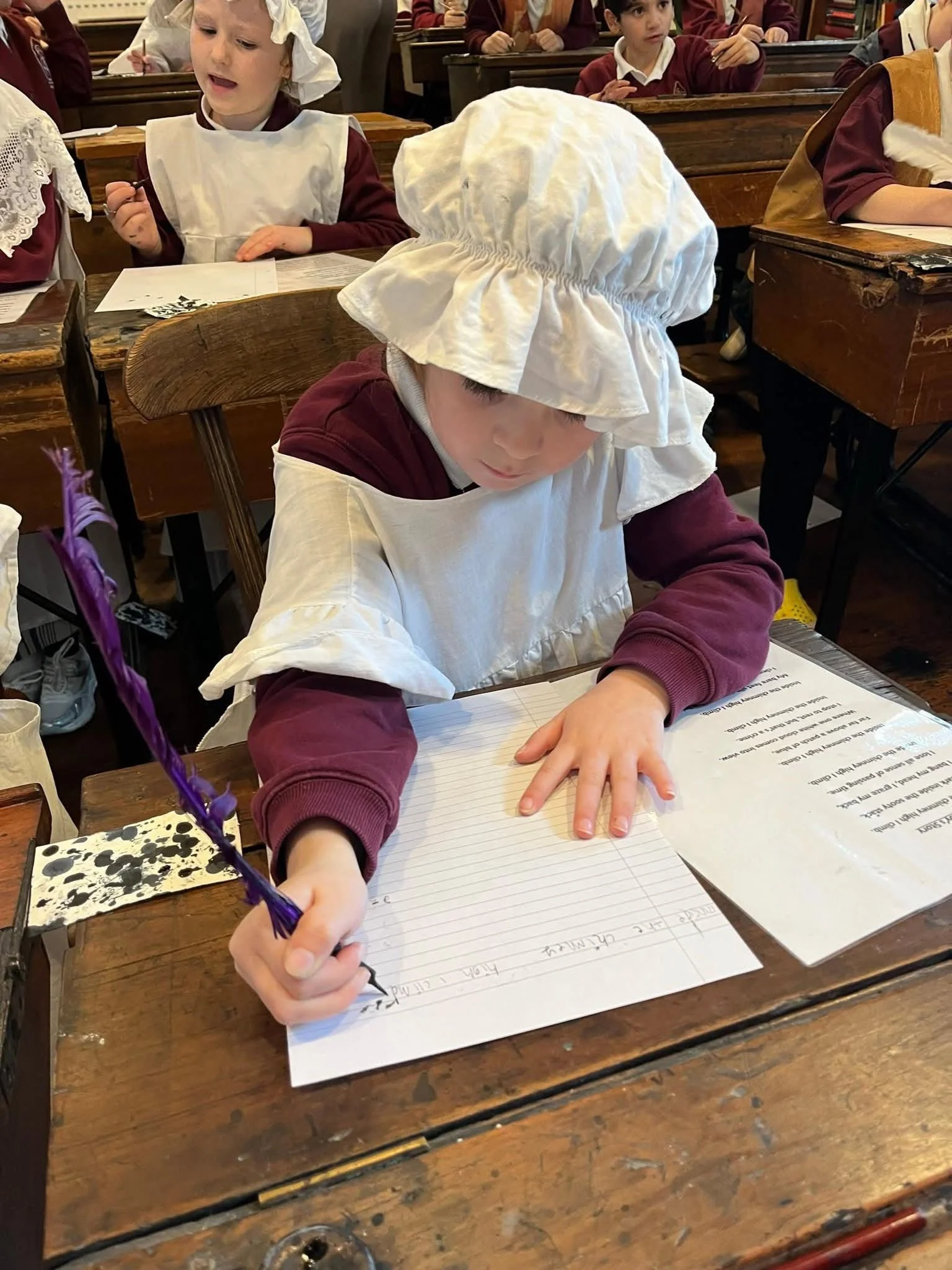 school girl re-enacting victorian life