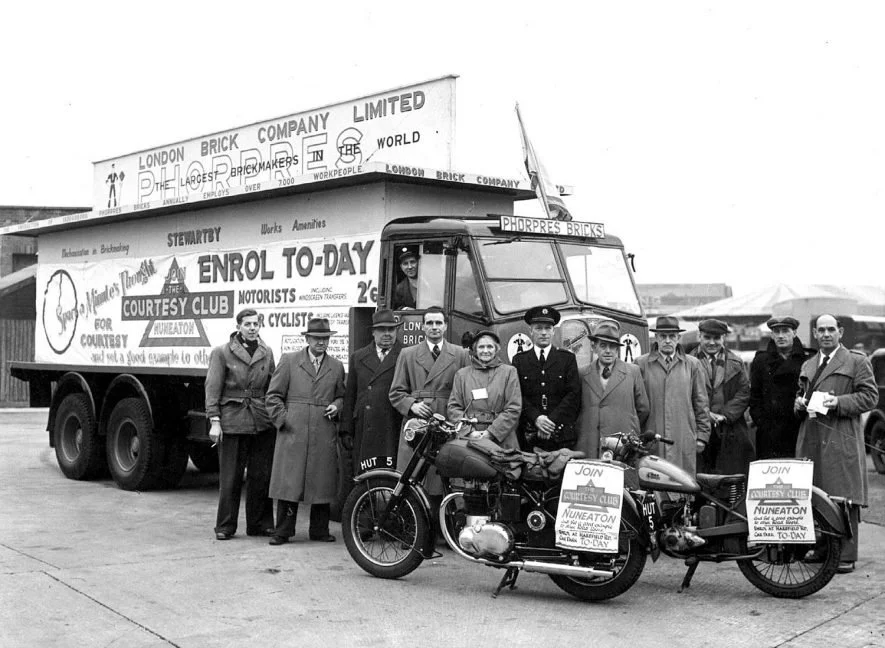 Courtesy Club road safety campaign in 1952, including 'Monty' Moreton (of 'Monty's Bus's' fame) and Mr Wright.