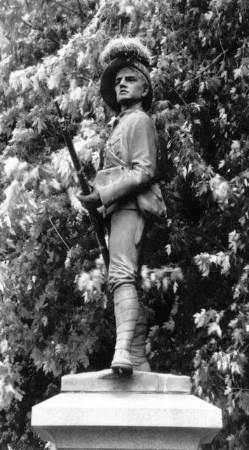 Old Bill' stood at the bottom of the bank in the Remembrance Gardens (now known as the 'Wedding Gardens' because of the proximity of the Registry Office). If you go down the steps from Vicarage Street to the gardens, 'Old Bill' stood approximately 2 